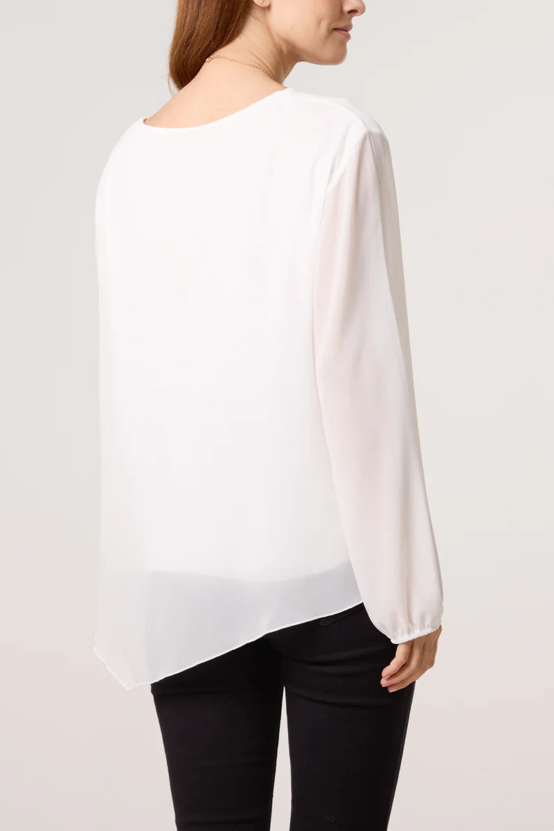 NECKLACE TIE SIDE CHIFFON BLOUSE