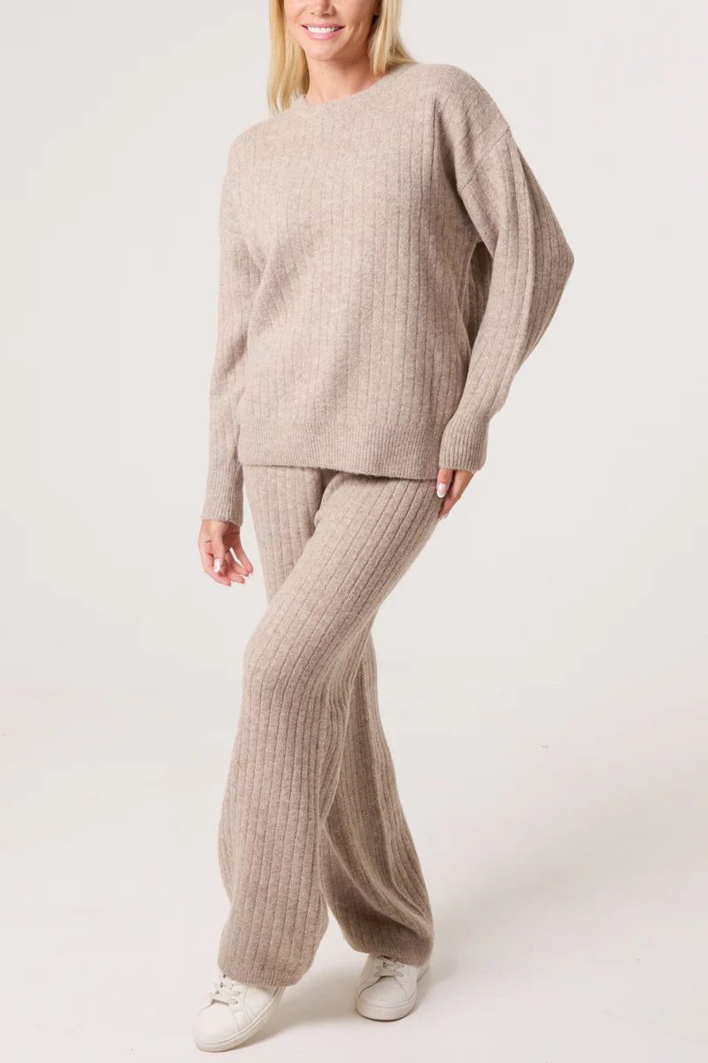 Ribbed Knit Jumper & Trousers Set